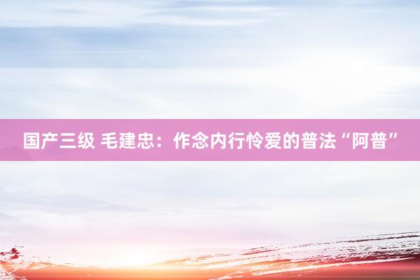 国产三级 毛建忠：作念内行怜爱的普法“阿普”