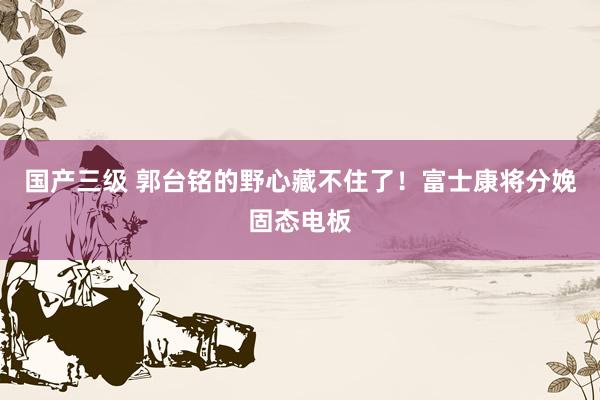 国产三级 郭台铭的野心藏不住了！富士康将分娩固态电板