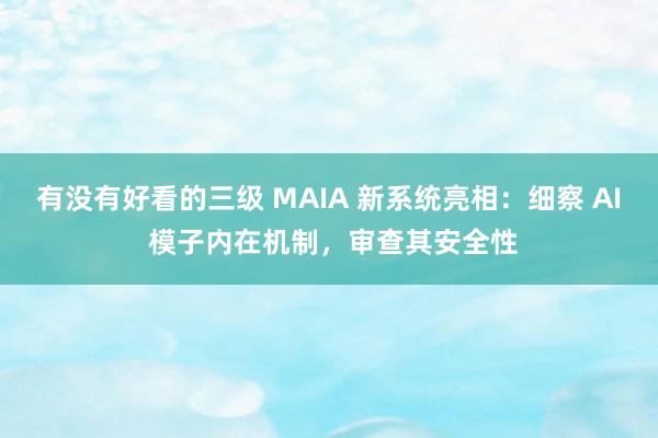 有没有好看的三级 MAIA 新系统亮相：细察 AI 模子内在机制，审查其安全性