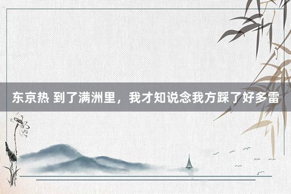 东京热 到了满洲里，我才知说念我方踩了好多雷