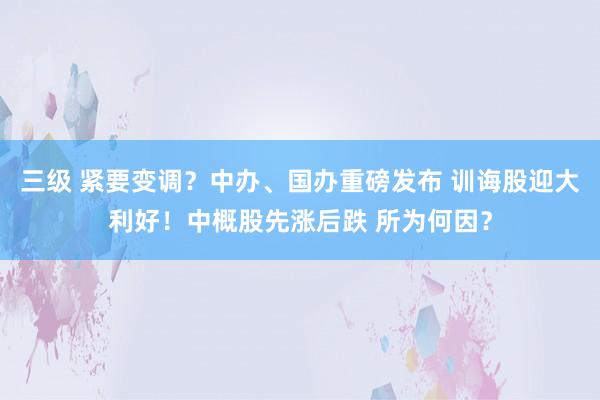 三级 紧要变调？中办、国办重磅发布 训诲股迎大利好！中概股先涨后跌 所为何因？