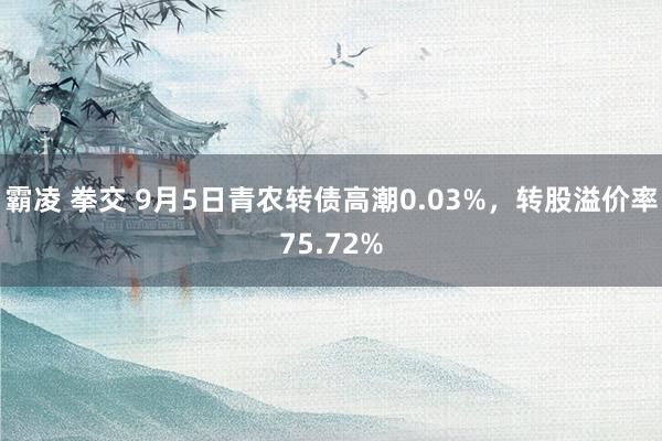 霸凌 拳交 9月5日青农转债高潮0.03%，转股溢价率75.72%