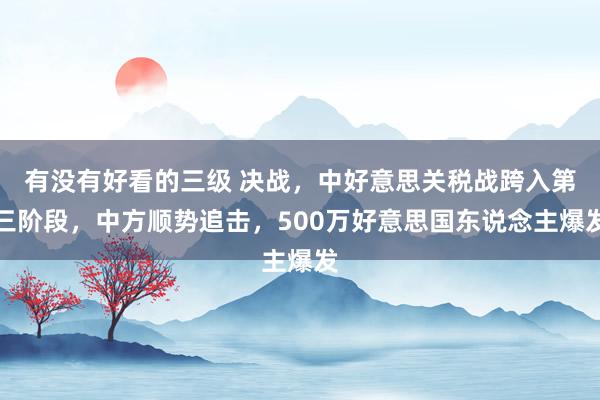 有没有好看的三级 决战，中好意思关税战跨入第三阶段，中方顺势追击，500万好意思国东说念主爆发