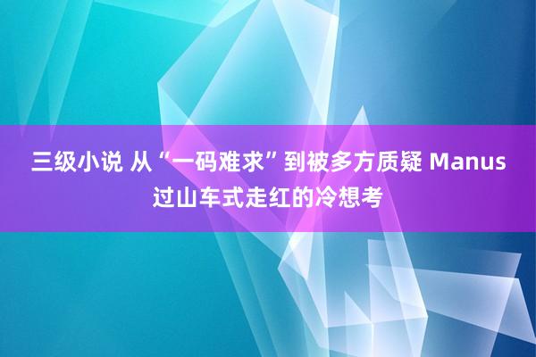 三级小说 从“一码难求”到被多方质疑 Manus过山车式走红的冷想考