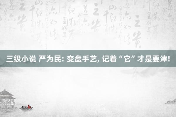 三级小说 严为民: 变盘手艺， 记着“它”才是要津!