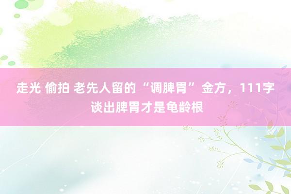走光 偷拍 老先人留的 “调脾胃” 金方，111字 谈出脾胃